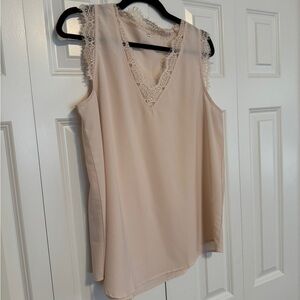 Elegant Cream Lace Trim Women's Top